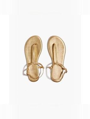 TKEES Shimmer Strap Gold Flat Sandals